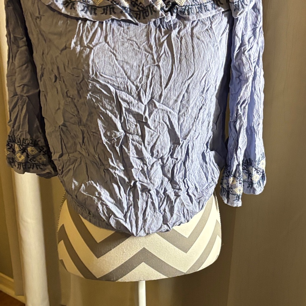 Altar'd State Light Blue Ruffle Blouse - Picture 4 of 12